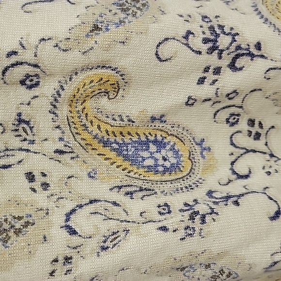 Lucky Brand Cream and Blue Paisley Wool Bkend Knit Sweater Womens XL - Picture 5 of 5